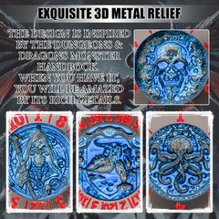 Froggod-dnd-spinner dragon 3D-relief close-up showcases detailed engravings for immersive play.