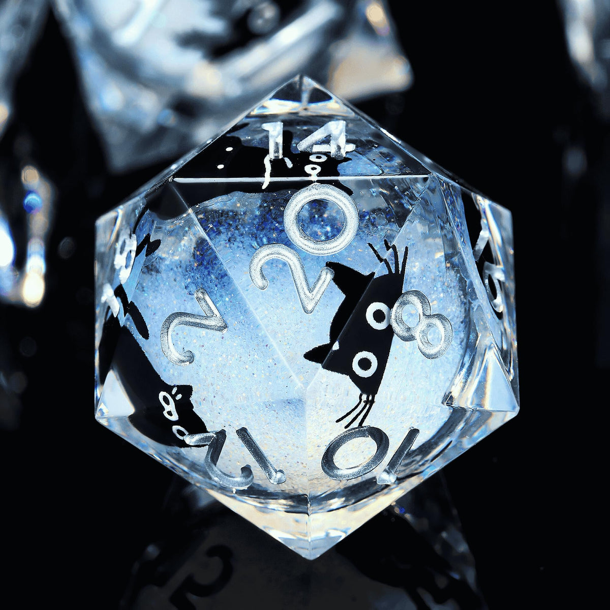 Froggod Liquid Core Cat DND dice in gift box for tabletop sessions