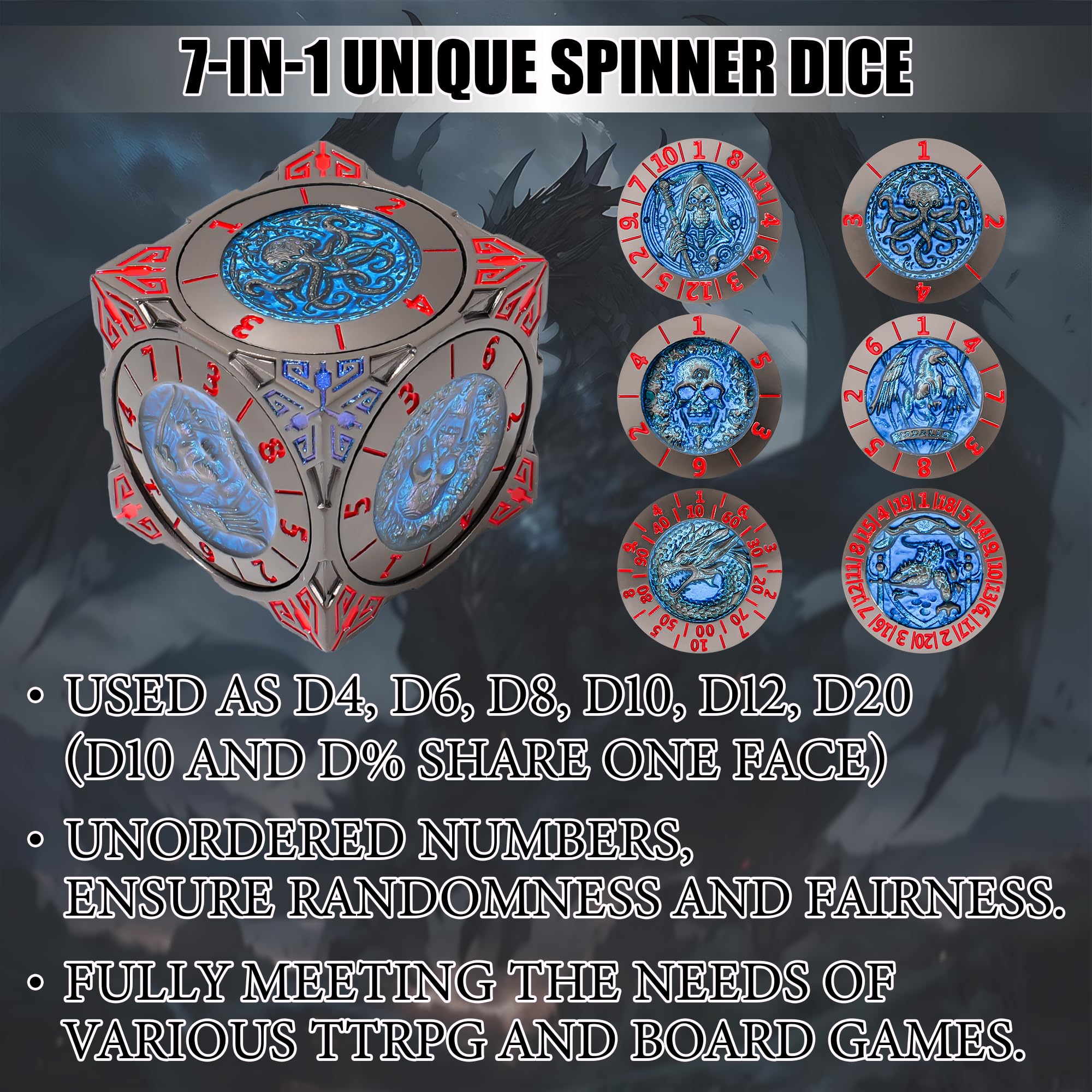 Froggod roulette dice spinner top view demonstrates balanced results for fair dice rolls.
