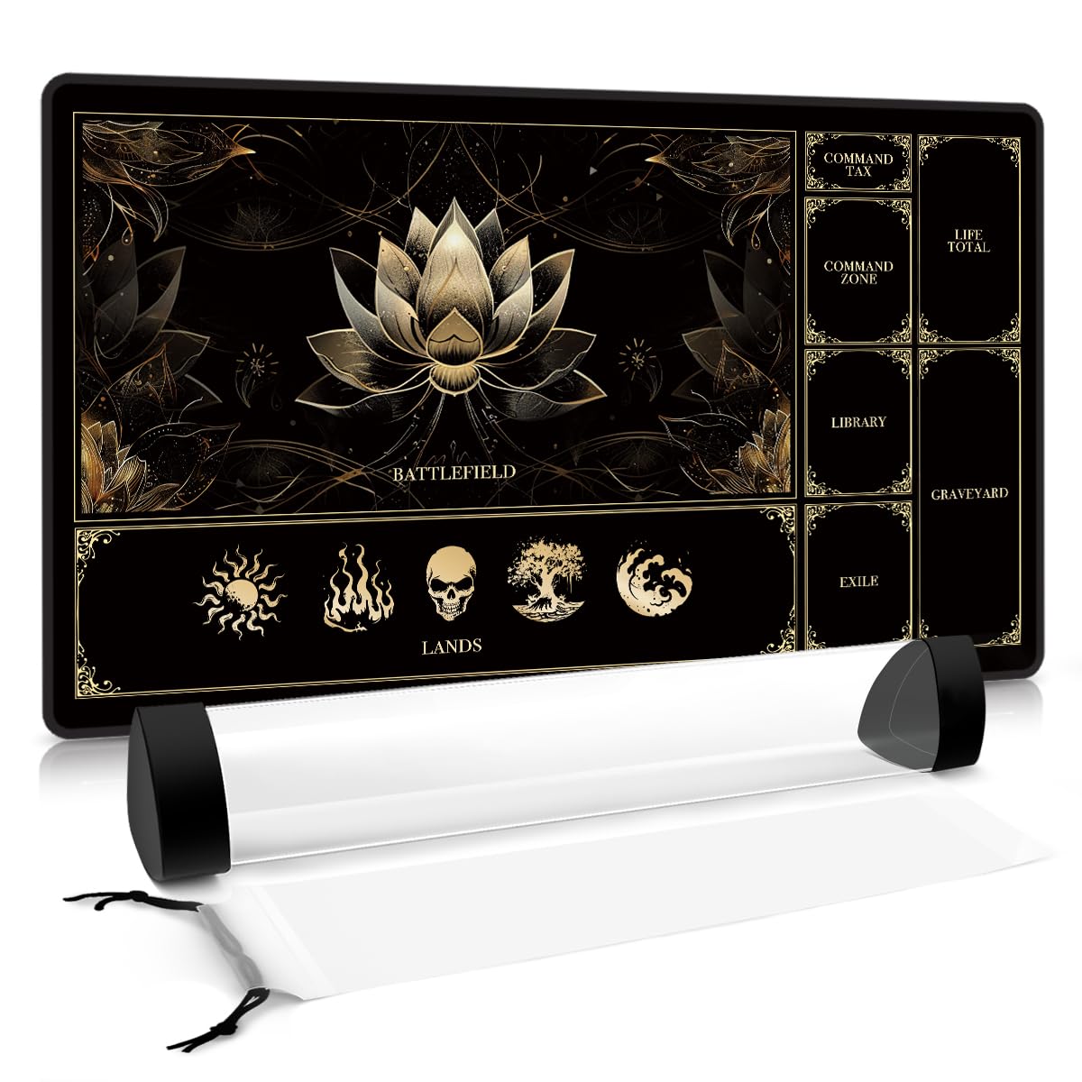FROGIGO MTG Playmat with lotus-lands artwork and precision zones for organized play
