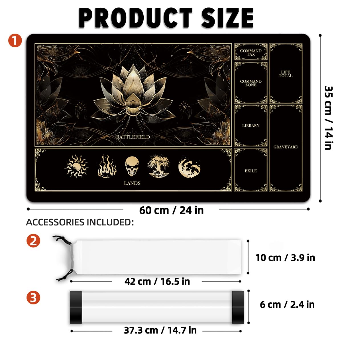 FROGIGO MTG mat showing play zones layout on a clear surface