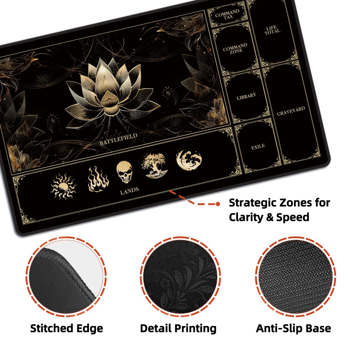 FROGIGO MTG Playmat with stitched edge for durability during long sessions