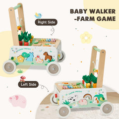 Frogprin rubber wheels on wooden walker, floor-protective and smooth rolling