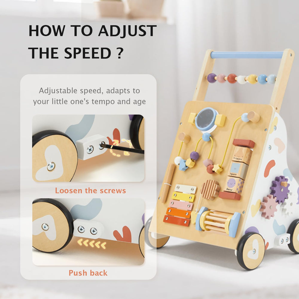 Frogprin wooden baby walker xylophone invites playful sound exploration.