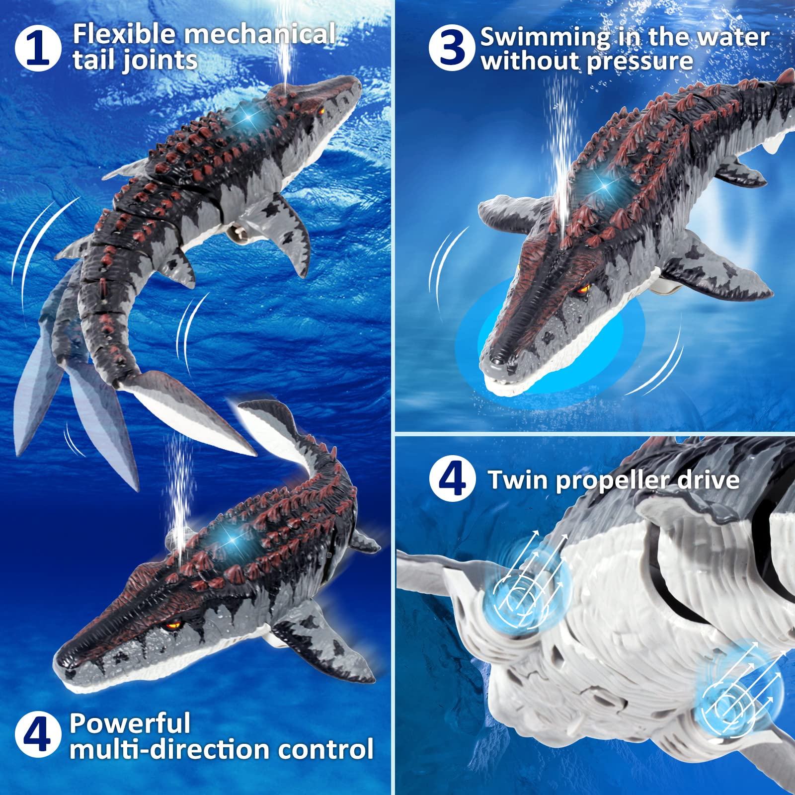 Fromeasy Mosasaurus lighting and spray feature brightens evening bath time