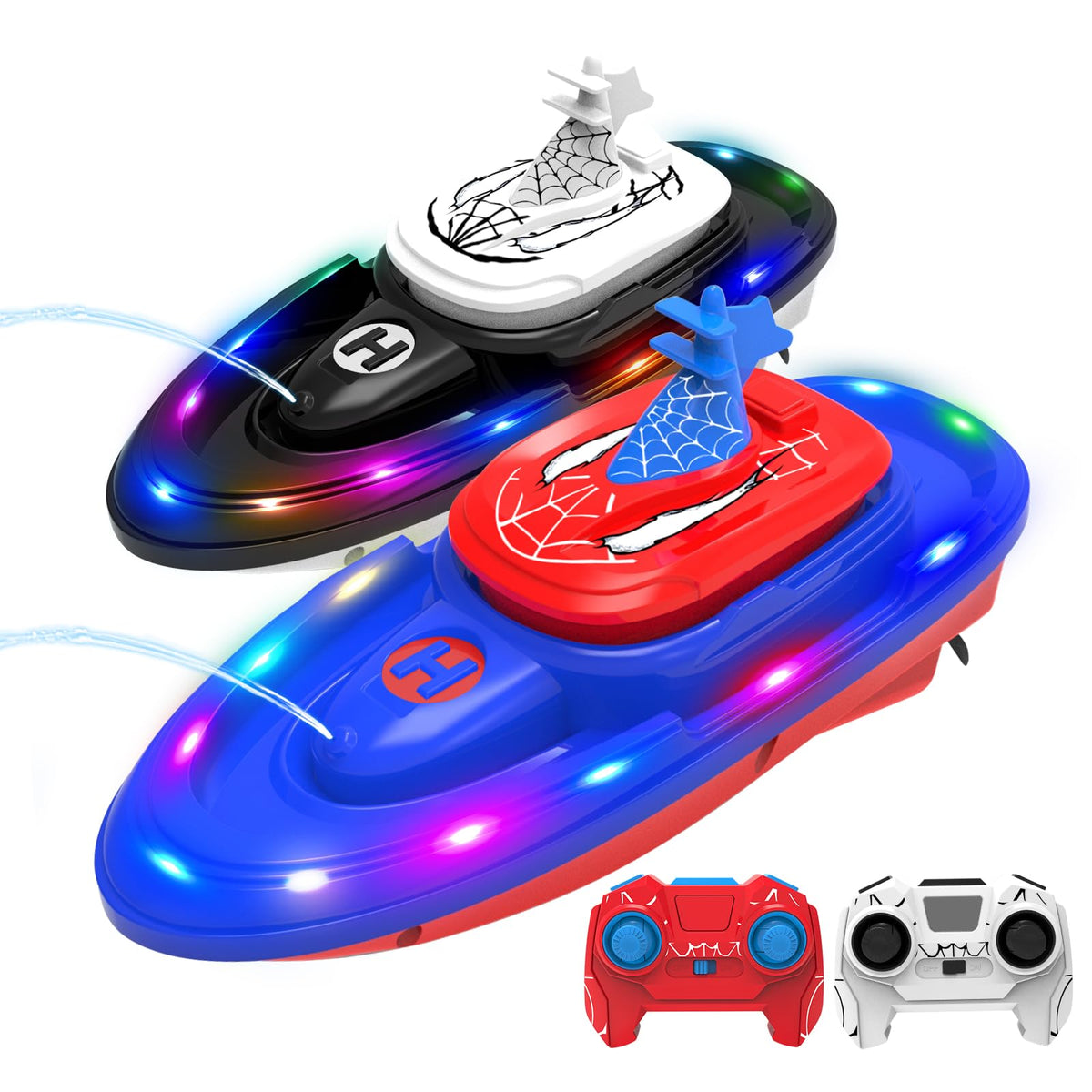 Fromeasy Spider Boat blue top view showcases dual-player design for exciting pool battles.