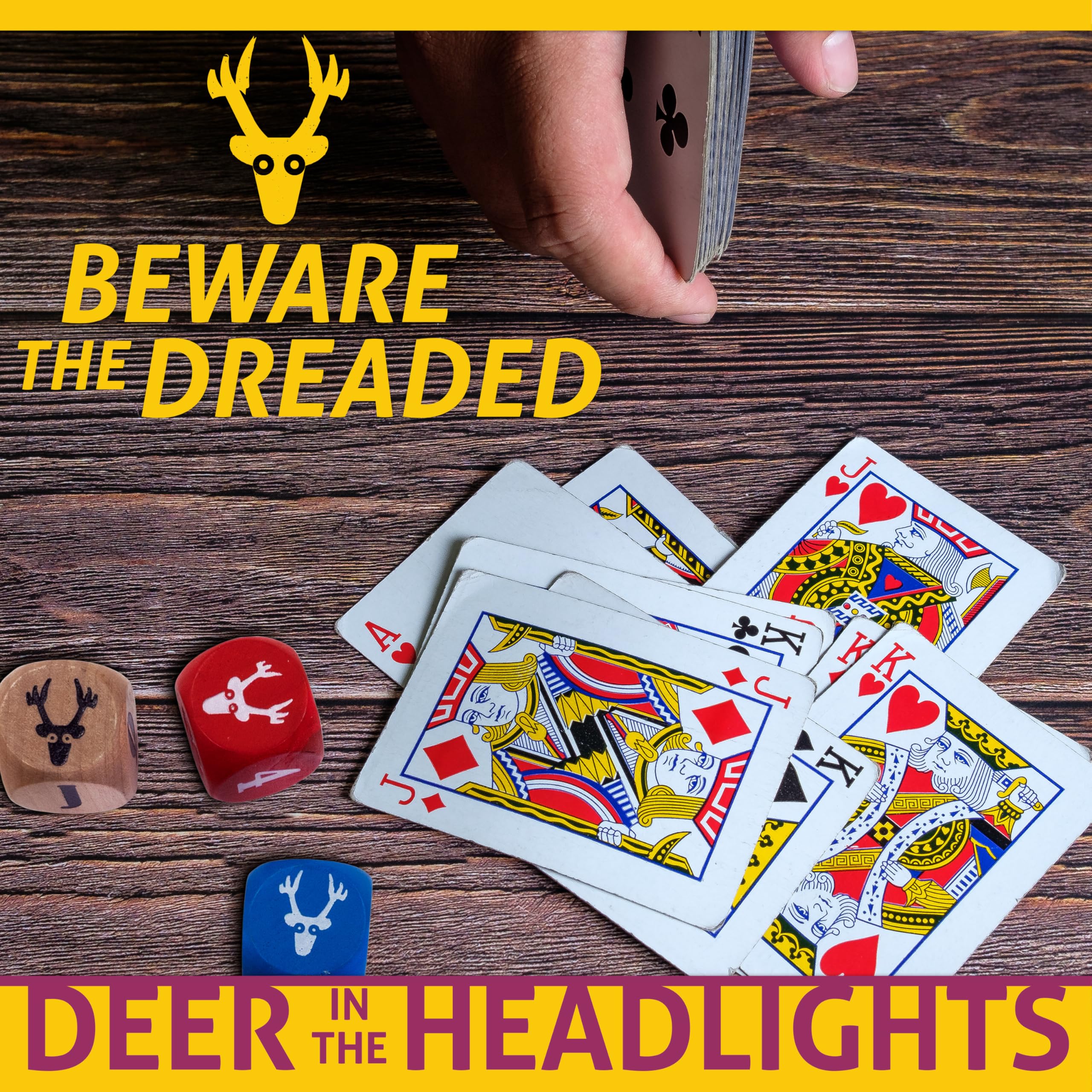 Card and dice action in Deer in the Headlights for lively play