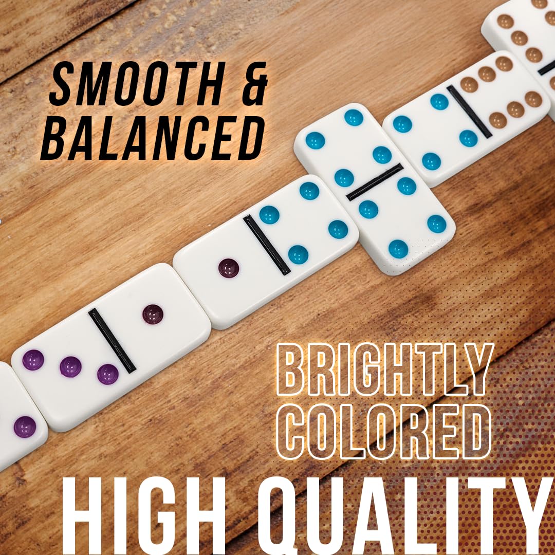 Front Porch Classics double-12 color-dot dominoes with clear, readable pips.