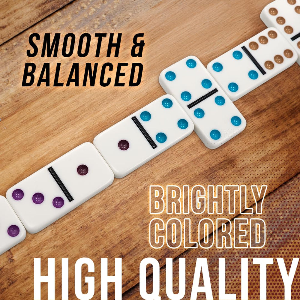 Front Porch Classics double-12 color-dot dominoes with clear, readable pips.