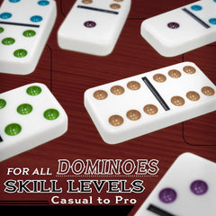 Front Porch Classics ivory dominoes with bold pips for easy readability.