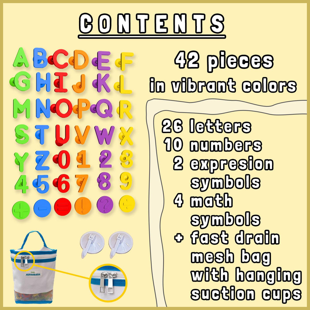 Froogly Alphabath silicone textures provide tactile feedback during play