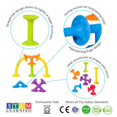 Froogz Froogly silicone pieces for Montessori-inspired construction in tub