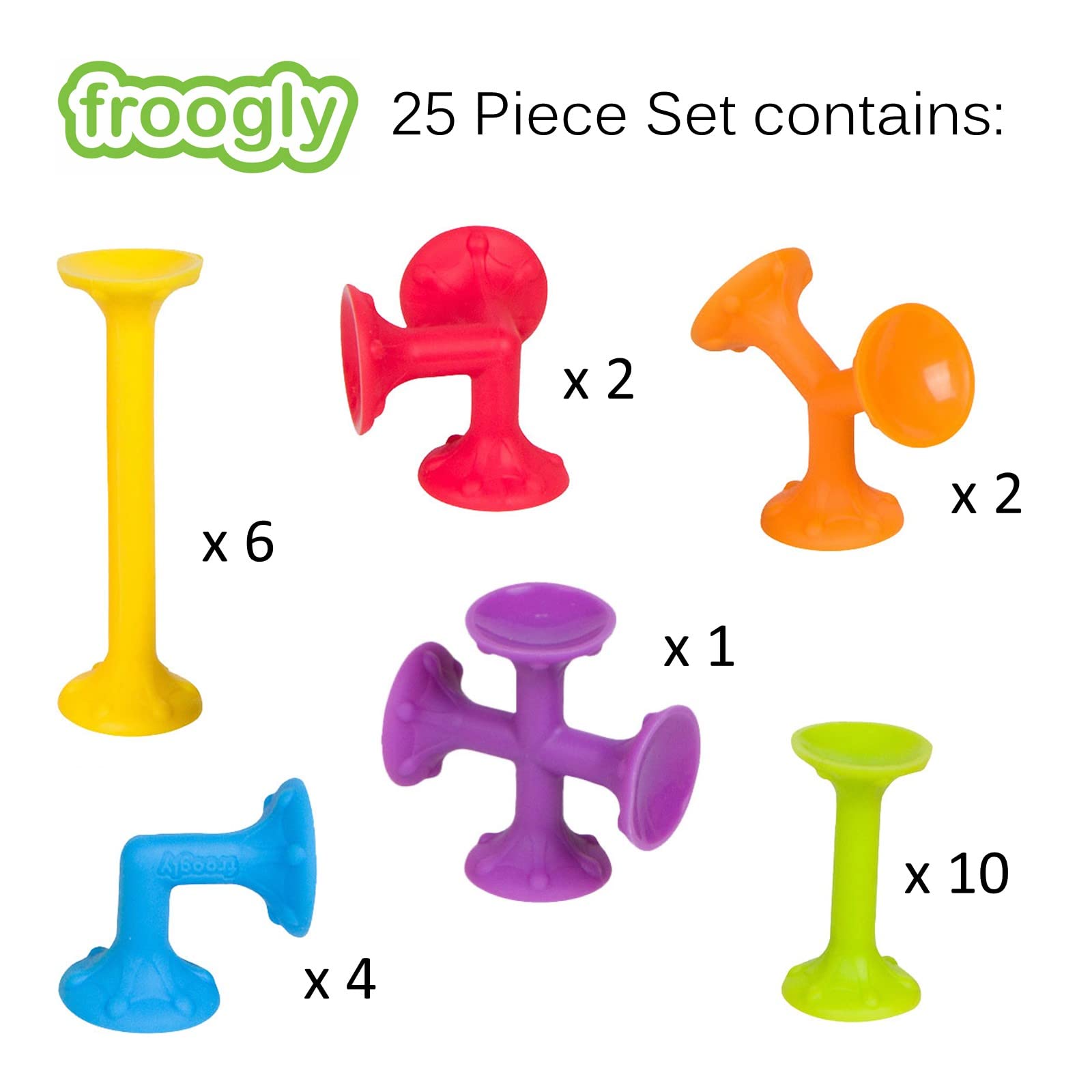 Froogz Froogly versatile set sticks to walls and bath surfaces