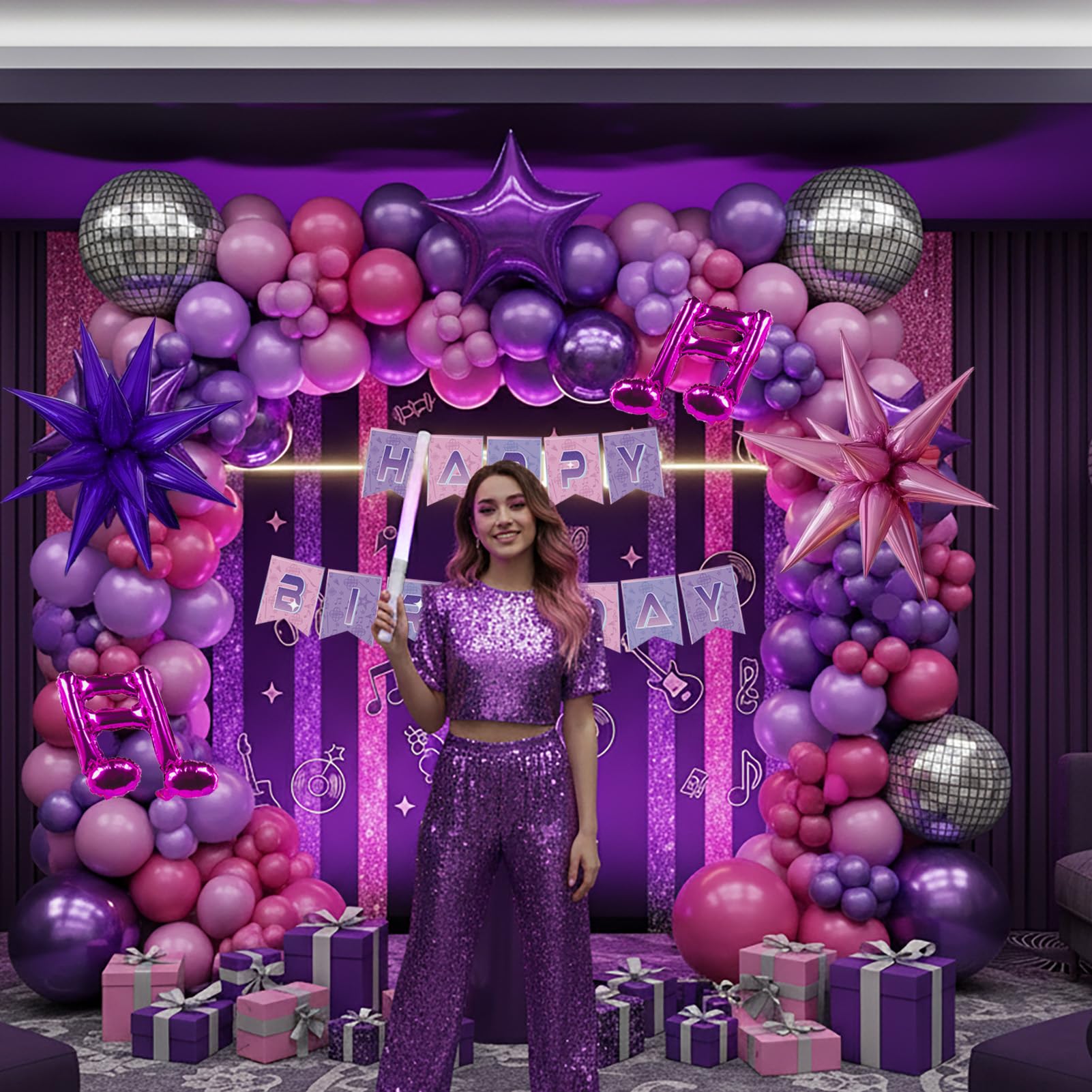 Froufing k-pop star disco balloons shine to lift the party mood.