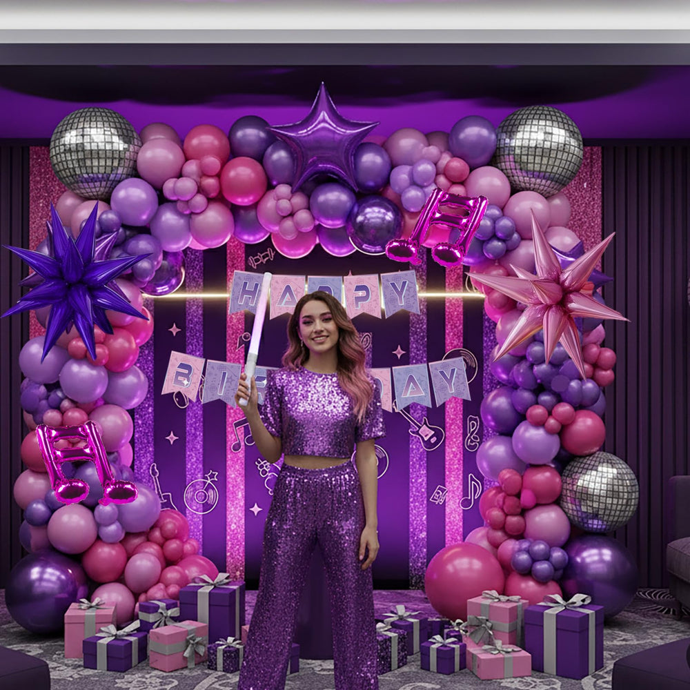 Froufing k-pop star disco balloons shine to lift the party mood.