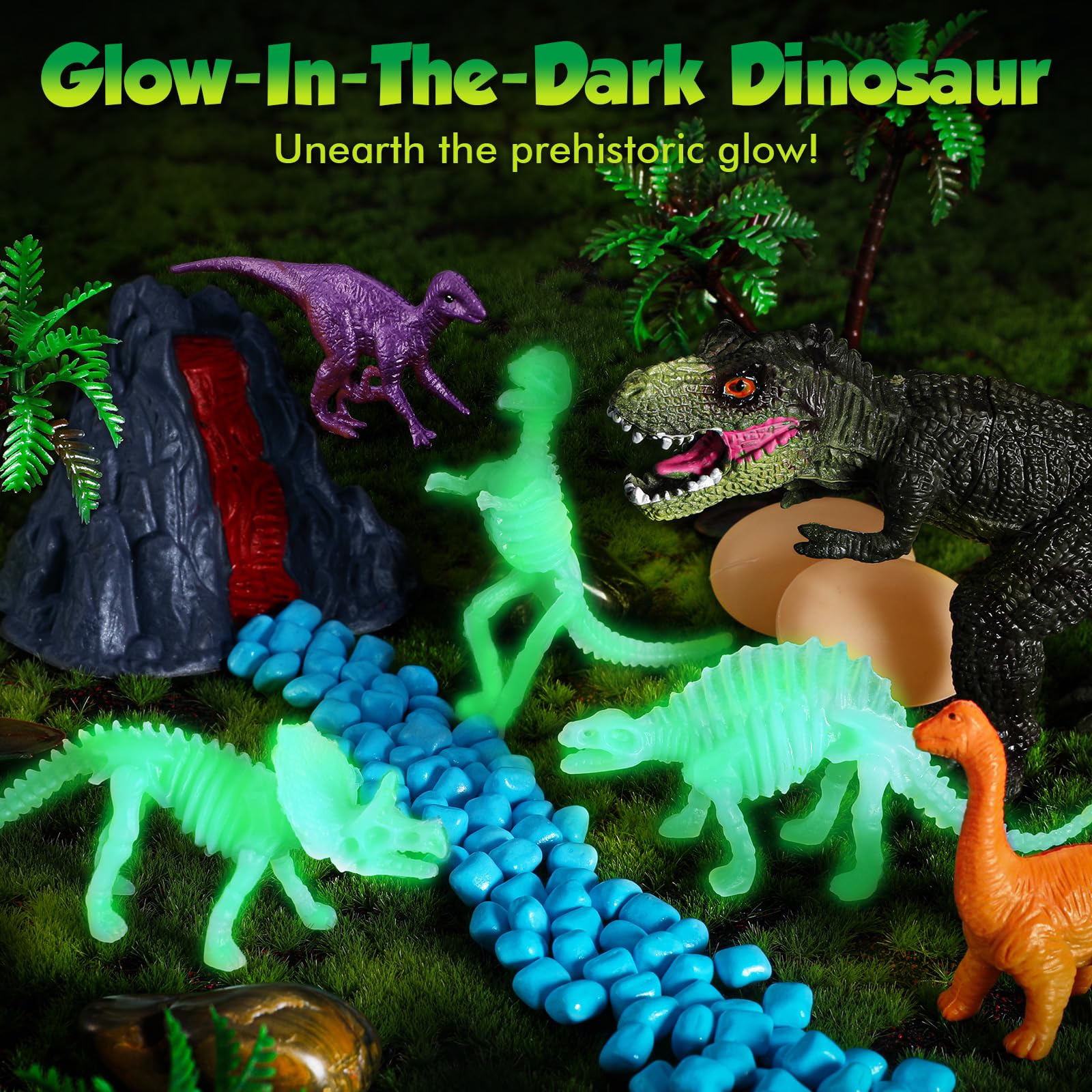 FRUSE glow-dinosaurs glow after sun exposure for exciting discovery.