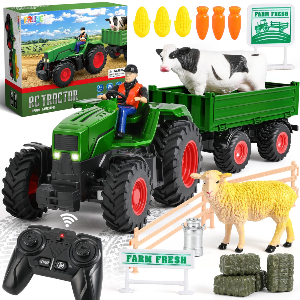 FRUSE remote control tractor toy front view for active outdoor play