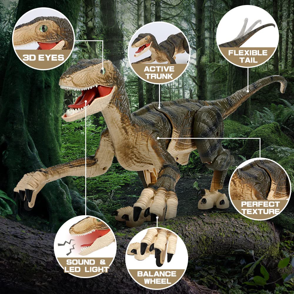 FRUSE Velociraptor RC toy showing auto-demo movement and glow