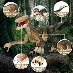 FRUSE Velociraptor RC toy showing auto-demo movement and glow