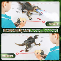 FRUSE Spinosaurus mouth emits blue LED light and water spray for interactive fun.