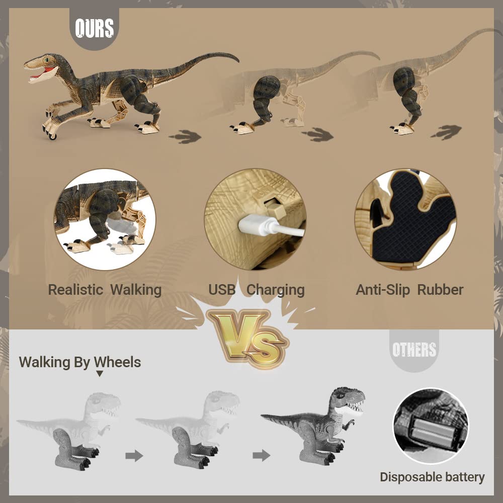 FRUSE Velociraptor RC toy with LED lights for night play