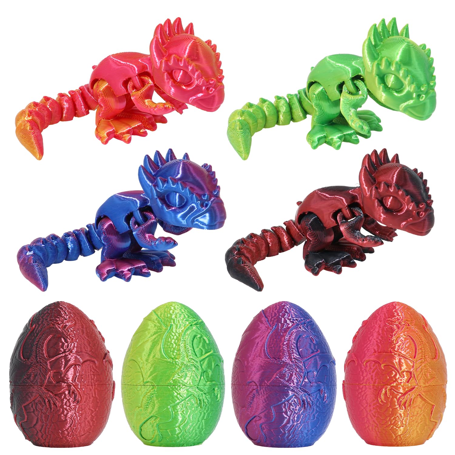 FRVTJS dinosaur egg set front view showing four colorful eggs for imaginative play