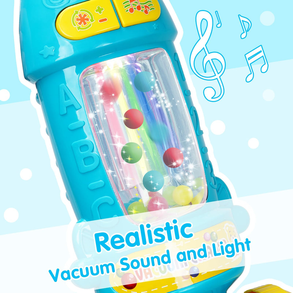 FS Kids Vacuum Toy tilt motion mirrors real vacuums for dynamic role play.