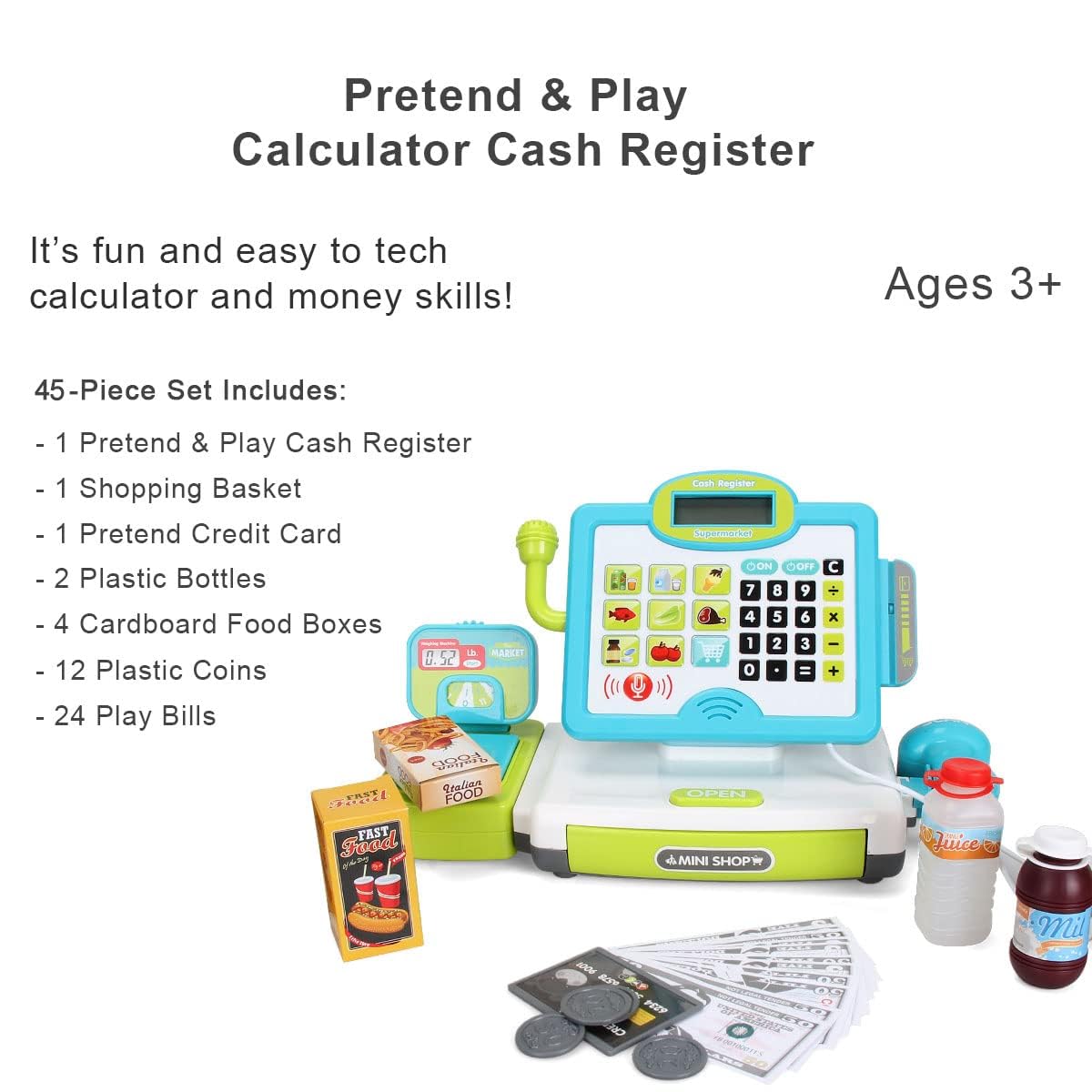 FS food items set for variety in pretend shopping scenarios