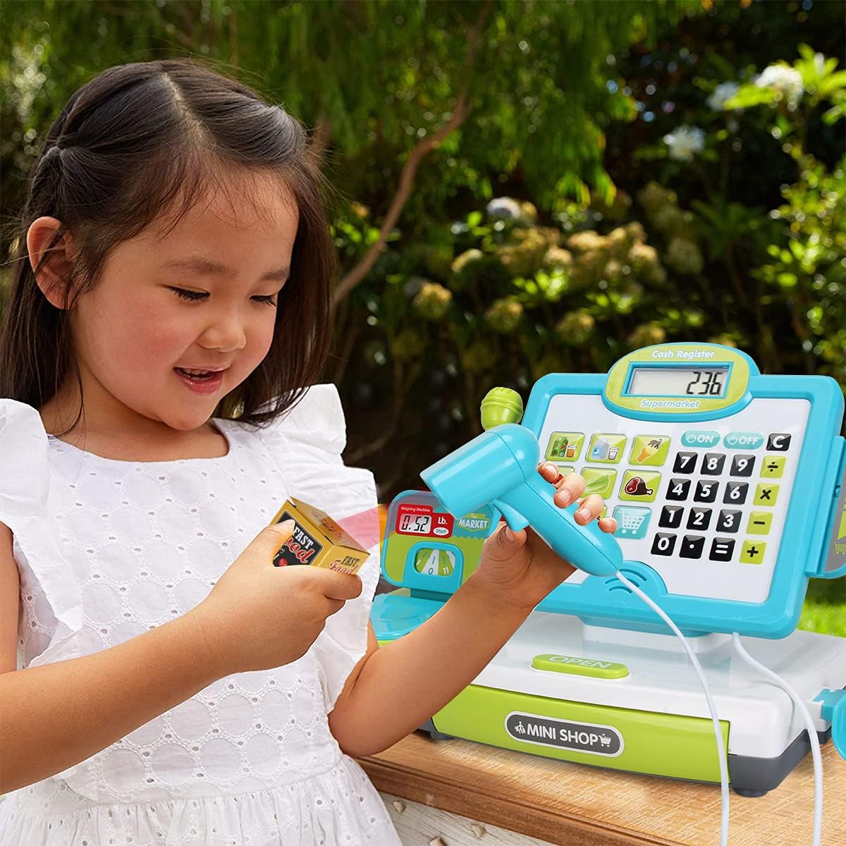 FS cash register microphone button for speaking practice during play
