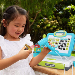 FS cash register microphone button for speaking practice during play