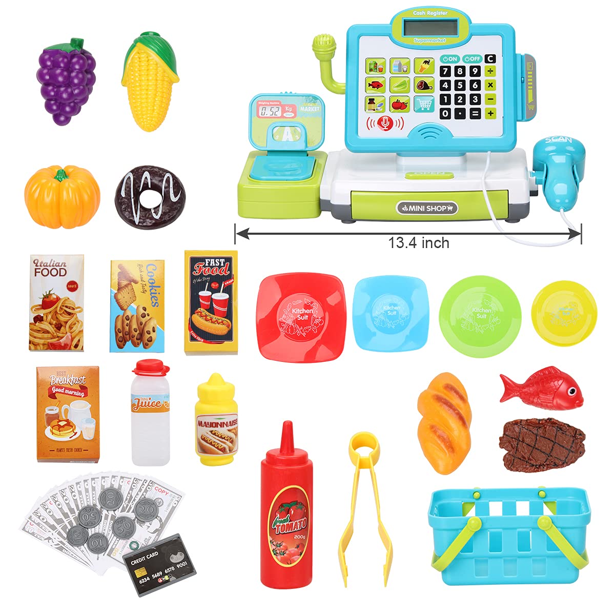 FS Pretend Play Cash Register play food adding realistic items to checkout scenarios.