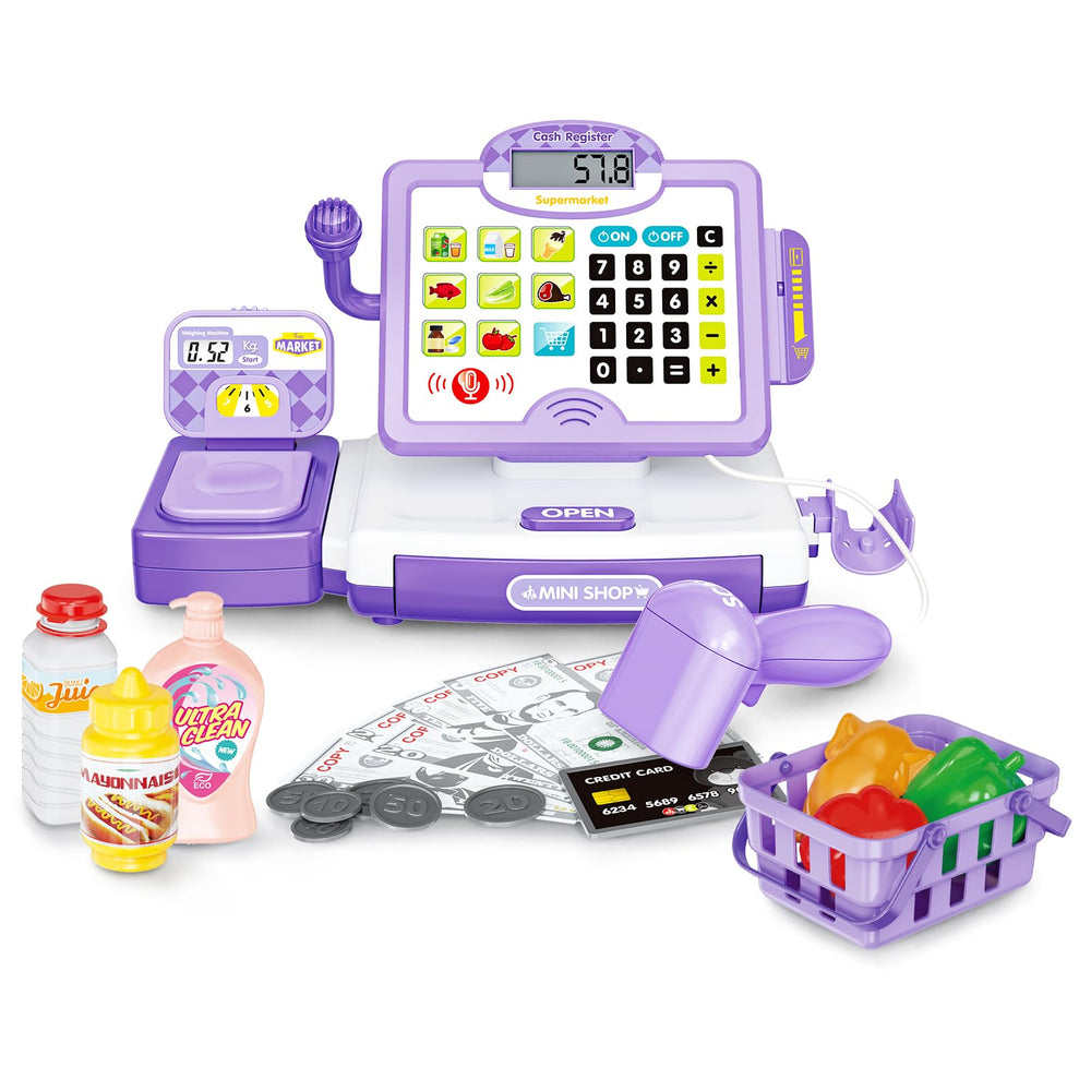 FS Pretend Play Cash Register front view with colorful buttons for math play