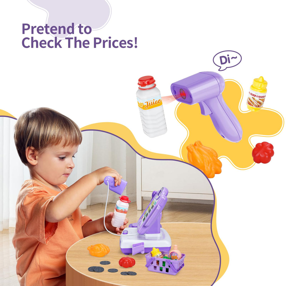 FS Pretend Play Cash Register purple scanner for pretend checkout