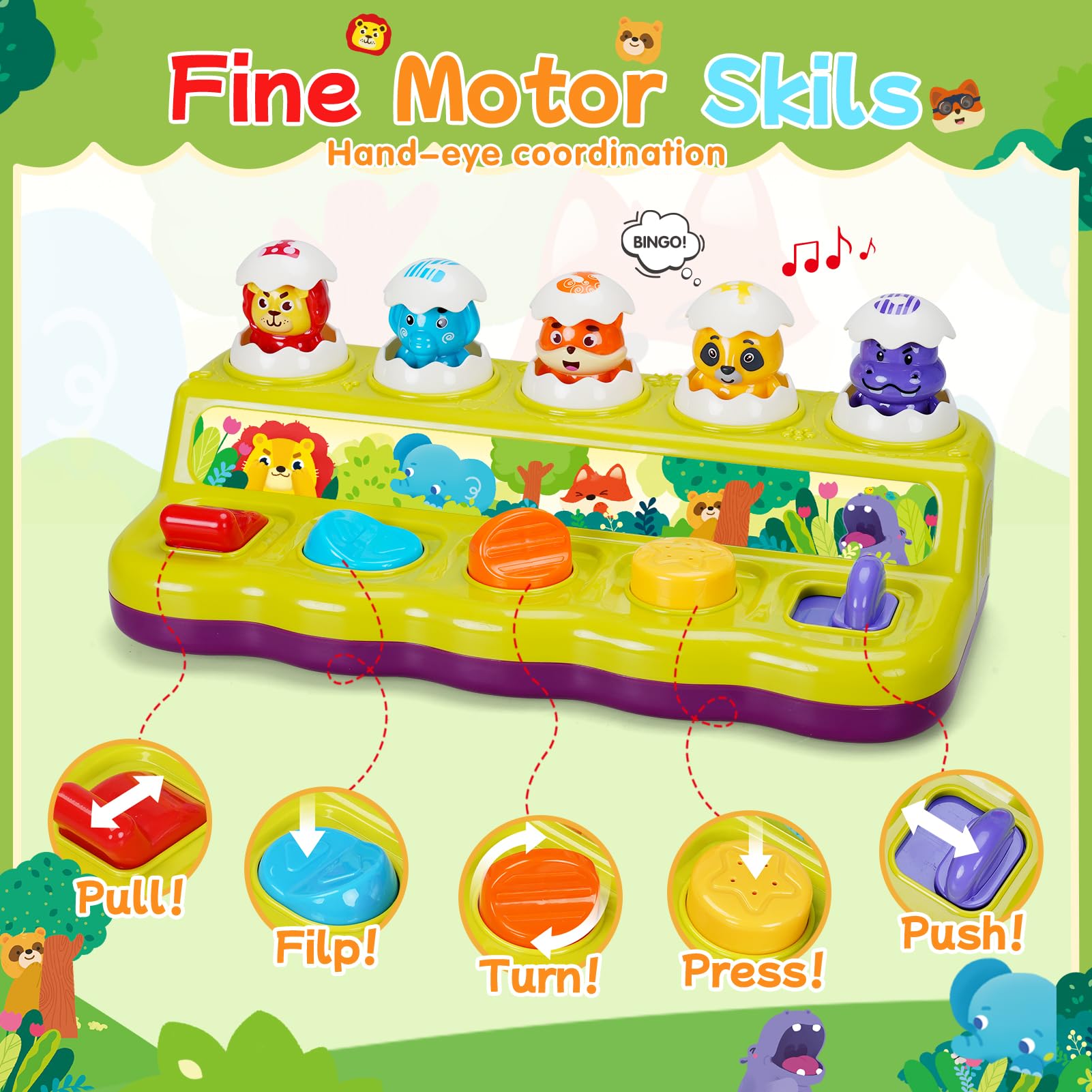 FS Toddler Pop Up Toy durable construction for busy playtime