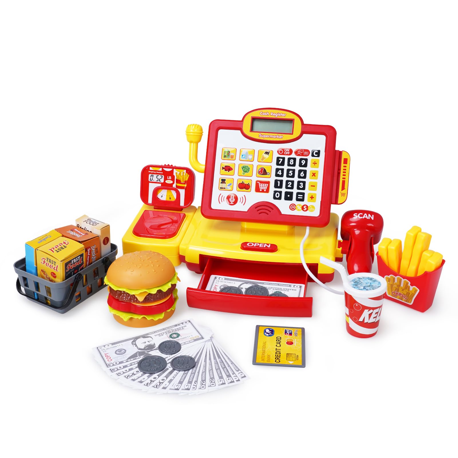 FS Toy Cash Register card slot for authentic pretend payment experiences.