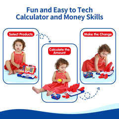 FS Toy Cash Register includes play money and coins for counting practice