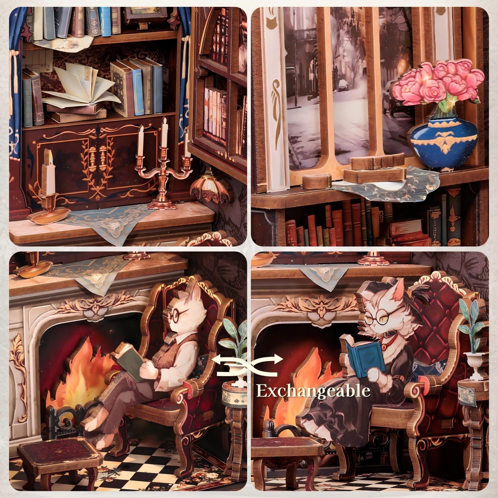 Fsolis Book Nook Count Cat's Study packaging ready for gifting