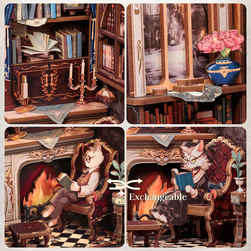 Fsolis Book Nook Count Cat's Study packaging ready for gifting
