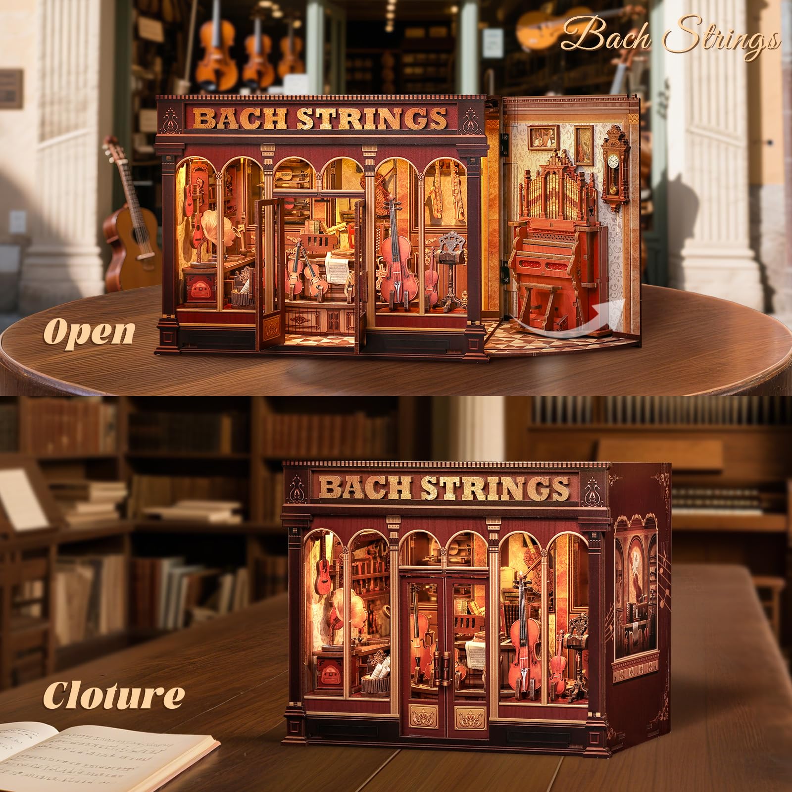 Fsolis Book Nook Kit assembled stage reveals handcrafted details for hobbyists