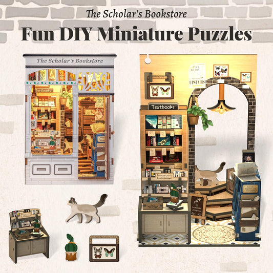 Fsolis Book Nook Kit assembly guide helps beginners complete the scene