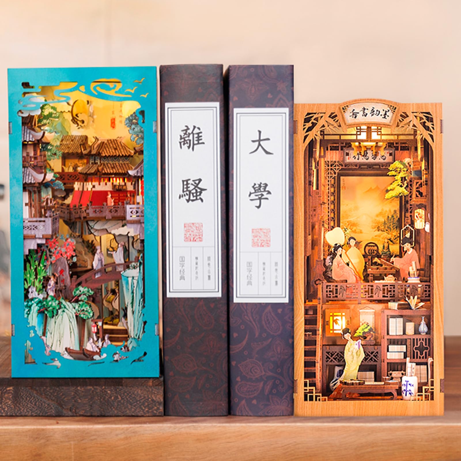 Fsolis Book Nook Kit step-by-step assembly guide to complete the miniature scene