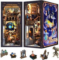 Fsolis Book Nook Kit nebula scene assembly on shelf as a decorative focal point