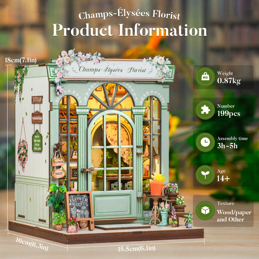 Fsolis Book Nook Kit Champs-Elysees Florist assembly step supports beginners.