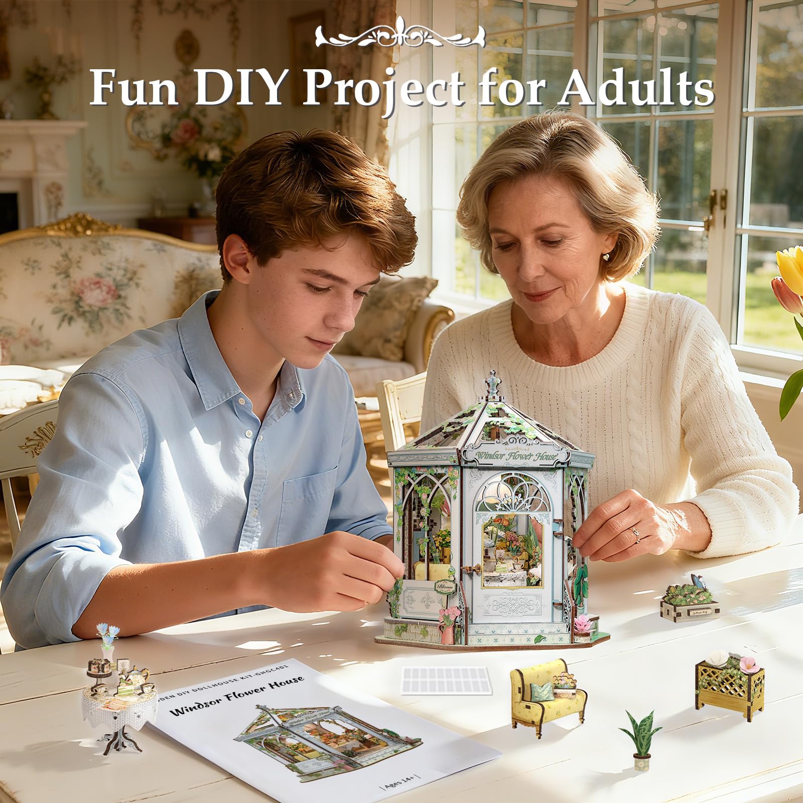 Fsolis Book Nook Kit dust cover included, protects the scene after setup display-ready.