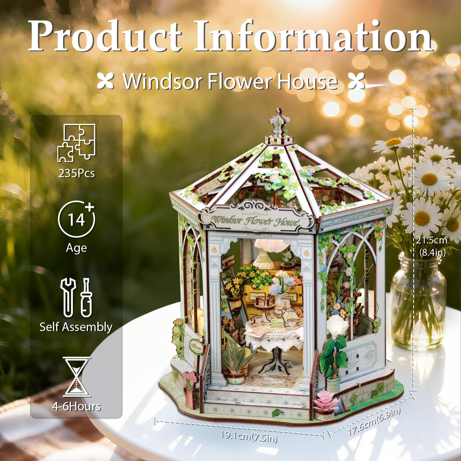 Fsolis Book Nook Kit interior diorama, showcasing cozy shelves and tiny blossoms.