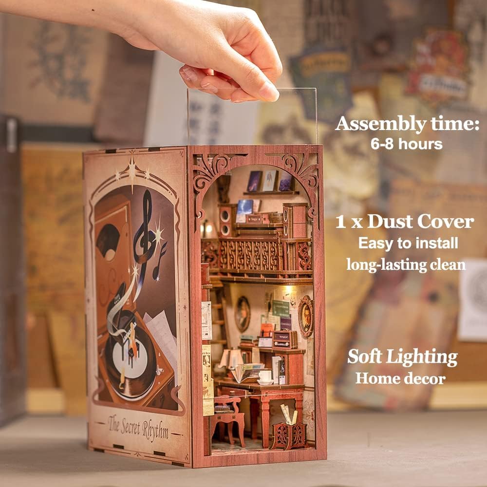 Fsolis Book Nook Kit LED light adds warm illumination for evenings.