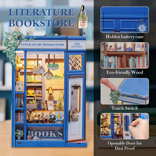 Fsolis Book Nook Kit LED lighting enhances the miniature atmosphere