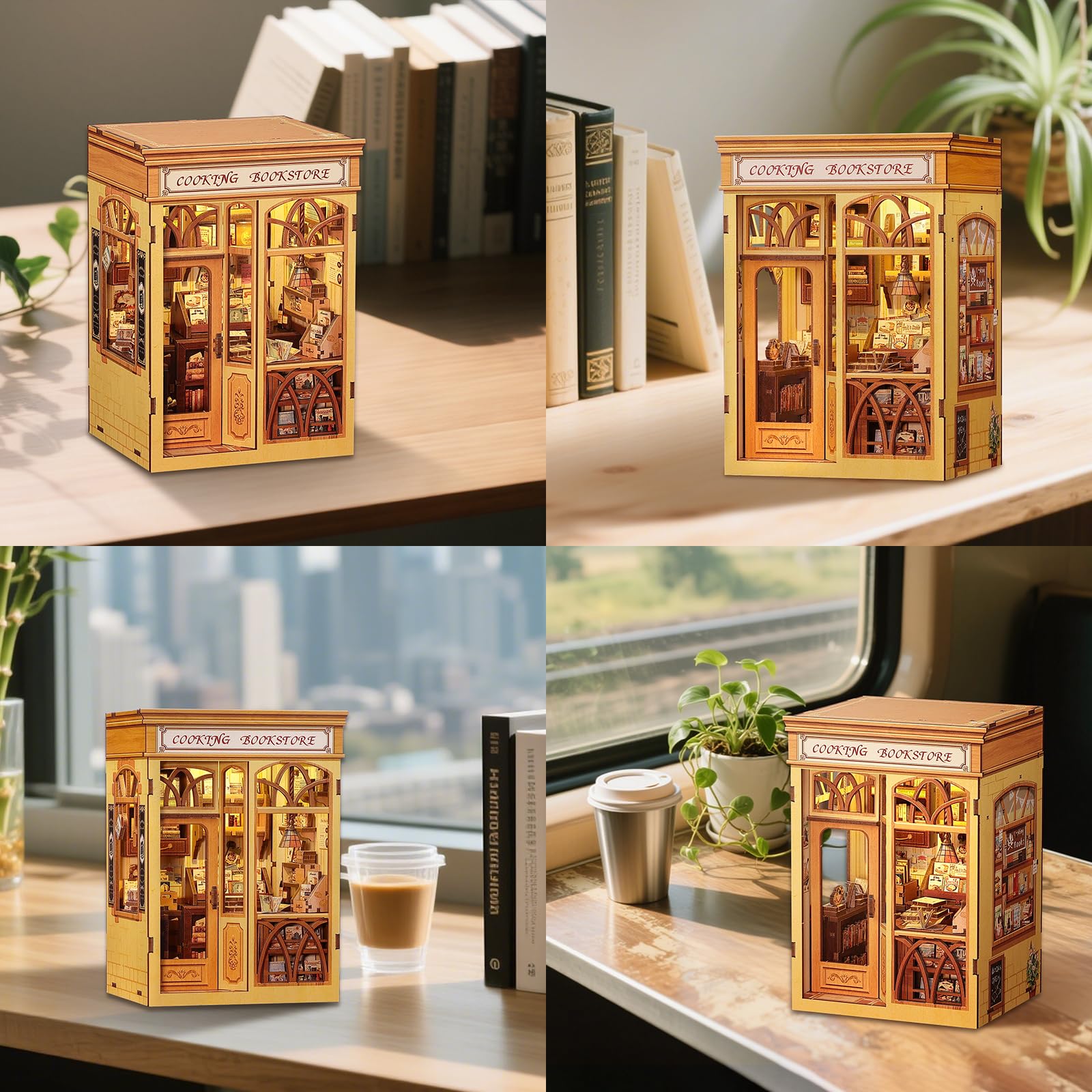 Fsolis Book Nook Kit—compact diorama fits between shelves.