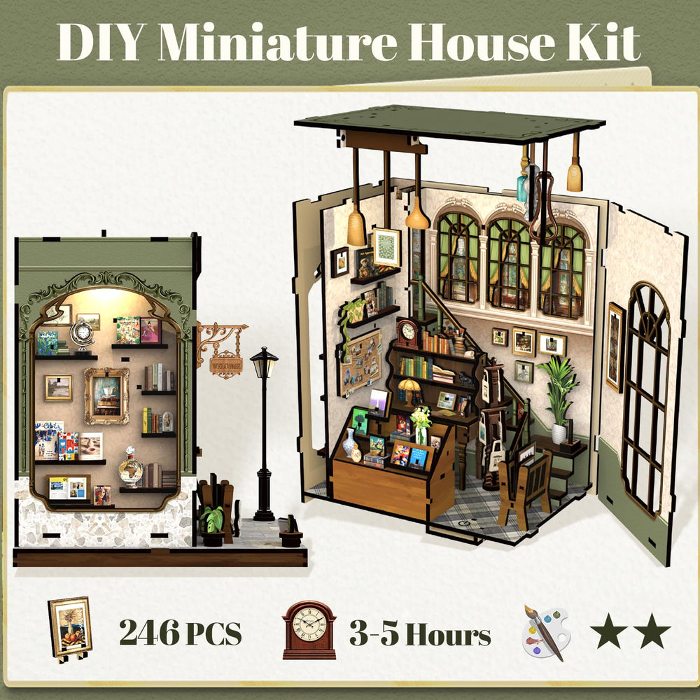 Fsolis Book Nook Kit miniature room setup for shelf display