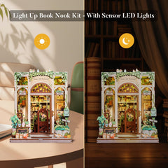 Fsolis Book Nook Kit tiny house model adds shelf charm.